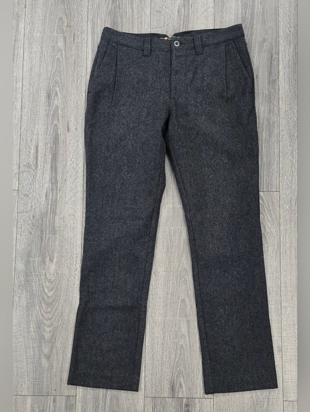 Fink Clothing Men’s Wool Herringbone Dress Pants 31x32 Charcoal Trouser.